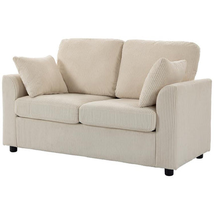 2 Seater Sofa with Spring Cushion, Wide Deep Seat, 144cm, Beige