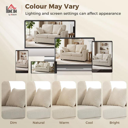 2 Seater Sofa with Spring Cushion, Wide Deep Seat, 144cm, Beige