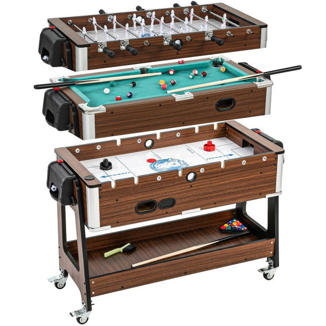 3 in 1 Multi Games Table 3.4ft Sports Table, 4 Lockable Wheels