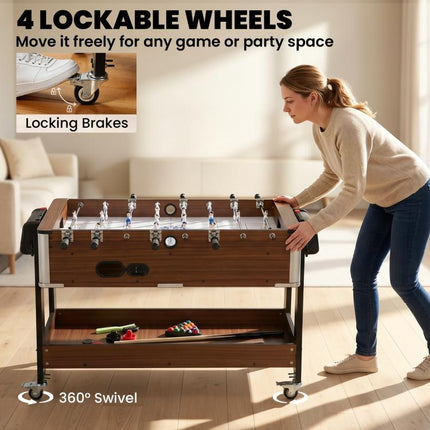 3 in 1 Multi Games Table 3.4ft Sports Table, 4 Lockable Wheels