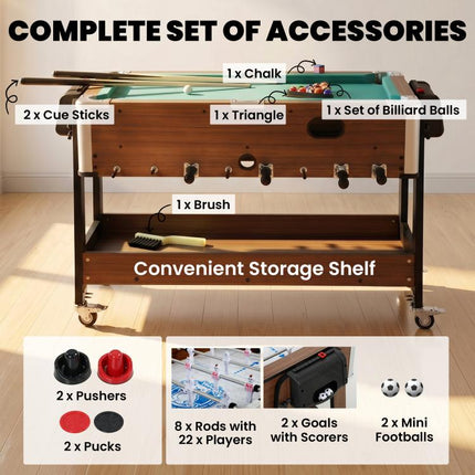 3 in 1 Multi Games Table 3.4ft Sports Table, 4 Lockable Wheels