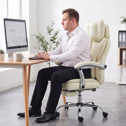 Executive Office Chair, 180kg Big and Tall Desk Chair, Beige