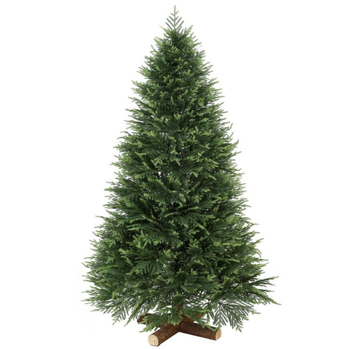 7ft Artificial Christmas Tree, Hinged Xmas Tree with Realistic 1071 PE & PVC Branch Tips, Fir Wood Base, Green