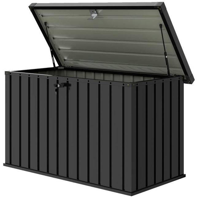 400L Galvanised Steel Garden Storage Box, Black