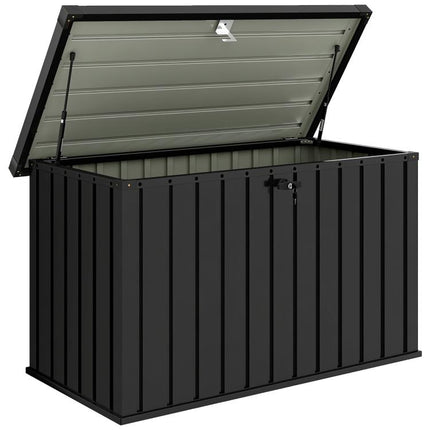400L Galvanised Steel Garden Storage Box, Black