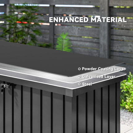 400L Galvanised Steel Garden Storage Box, Black