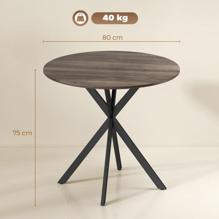 80cm Industrial Round Dining Table - Brown