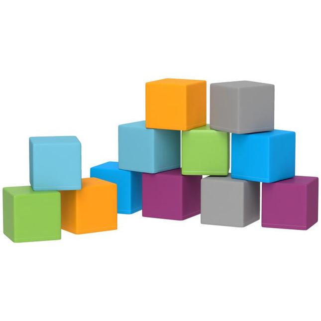 12 PCs Soft Play Blocks, Soft Foam Toy, Building and Stacking Blocks for Kids, Grey