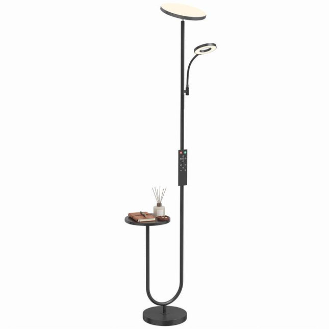 Uplighter Floor Lamp with Table and Reading Light, Dual Light Dimmable Standing Lamp with Remote & 4 Colour Temperatures