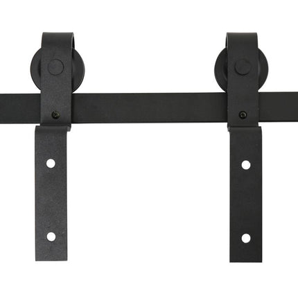 6.6FT/200cm Sliding Barn Door Hardware Track Kit, 90kg Heavy Duty Carbon Steel Sliding Door Rail for 2 Doors, Black