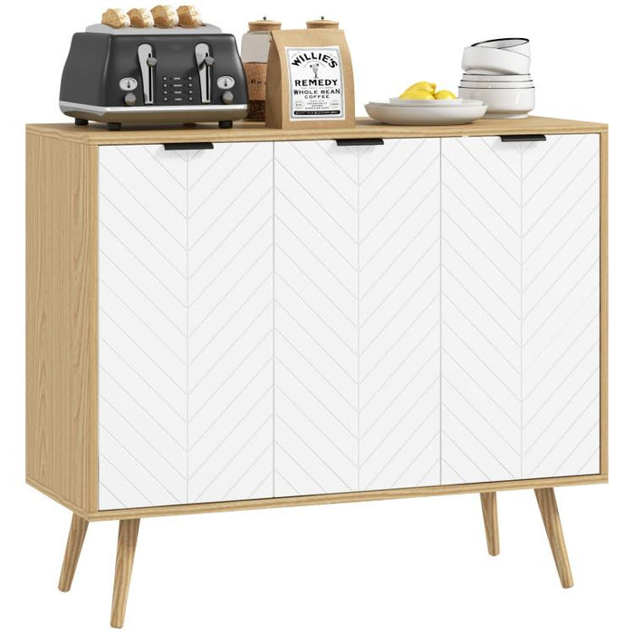 Modern Sideboard and Buffet, Dining Room Cabinet with Adjustable Shelves and 3 Doors, White