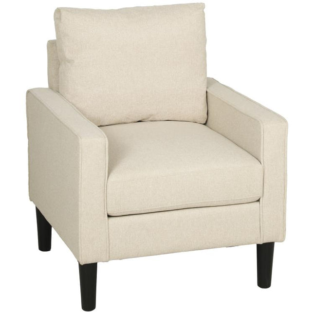 Accent Chair, Removable Pillow Linen Armchair with Comfy Spring Cushion for Living Room, Bedroom, Study, Cream