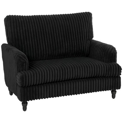 Corduroy Single Sofa Armchair, Modern Accent Chair with Stripes, Turned Legs and Wide Seat, Black
