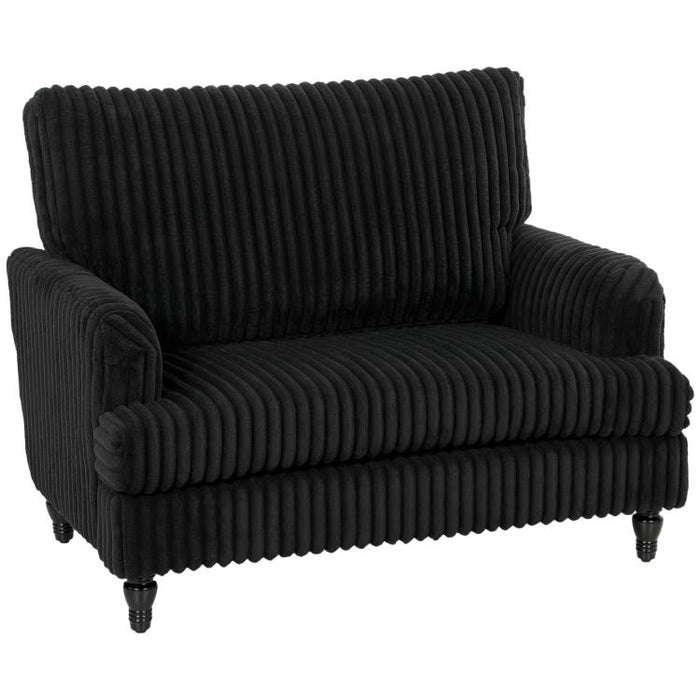 Corduroy Single Sofa Armchair, Modern Accent Chair with Stripes, Turned Legs and Wide Seat, Black