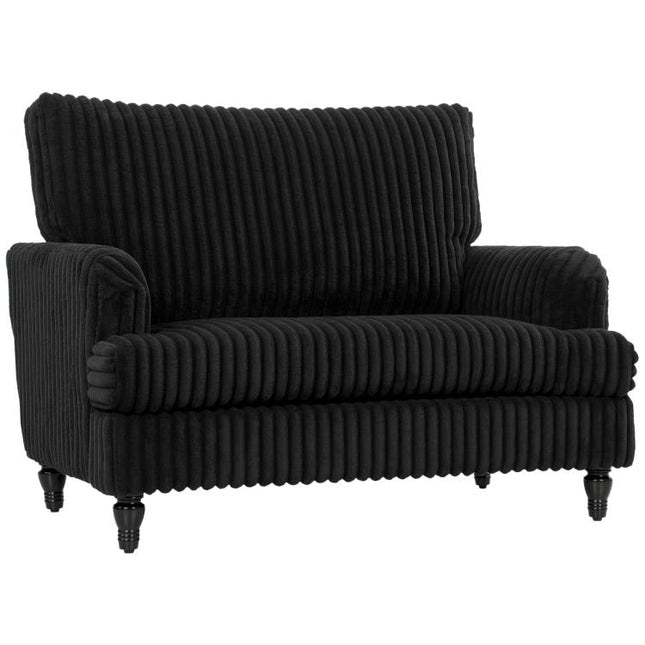 Corduroy Single Sofa Armchair, Modern Accent Chair with Stripes, Turned Legs and Wide Seat, Black