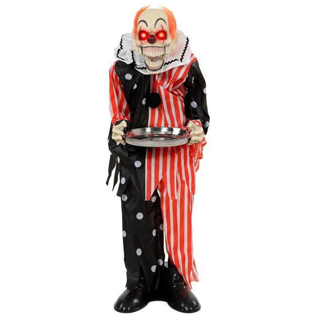 Animated Clown Halloween Decoration, Scary Halloween Animatronics Decor with Sound Touch Activated