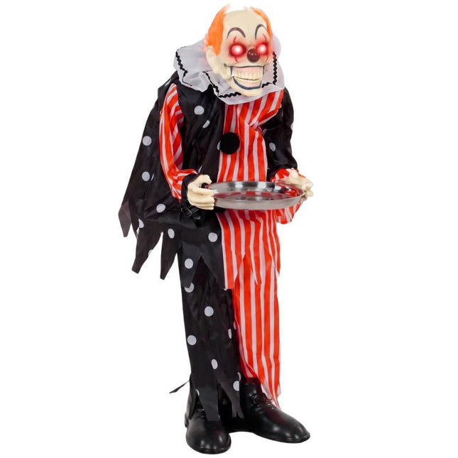 Animated Clown Halloween Decoration, Scary Halloween Animatronics Decor with Sound Touch Activated
