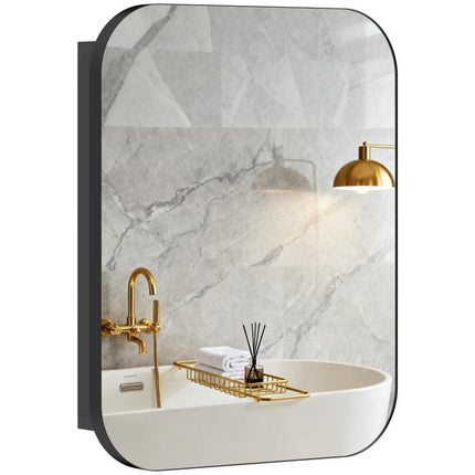 Bathroom Medicine Cabinet with Mirror, Bathroom Wall Cabinet with Adjustable Shelves, Soft Close Hinges, Black