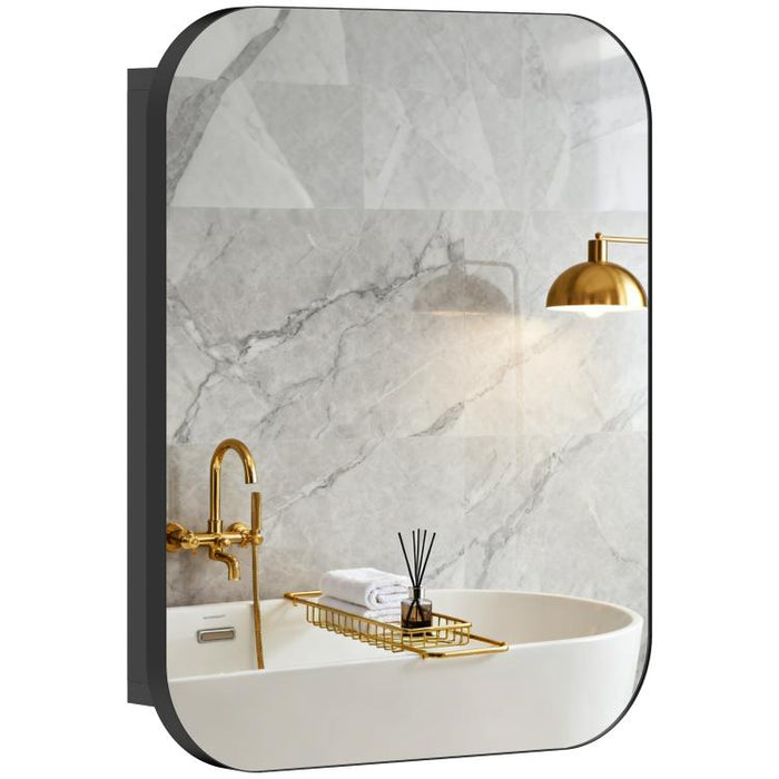 Bathroom Medicine Cabinet with Mirror, Bathroom Wall Cabinet with Adjustable Shelves, Soft Close Hinges, Black
