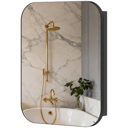 Bathroom Medicine Cabinet with Mirror, Bathroom Wall Cabinet with Adjustable Shelves, Soft Close Hinges, Black