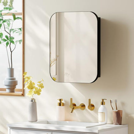 Bathroom Medicine Cabinet with Mirror, Bathroom Wall Cabinet with Adjustable Shelves, Soft Close Hinges, Black