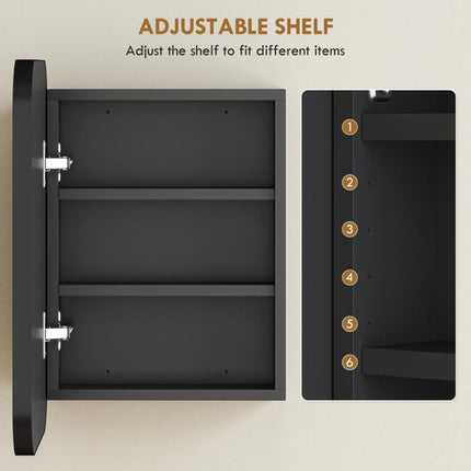 Bathroom Medicine Cabinet with Mirror, Bathroom Wall Cabinet with Adjustable Shelves, Soft Close Hinges, Black