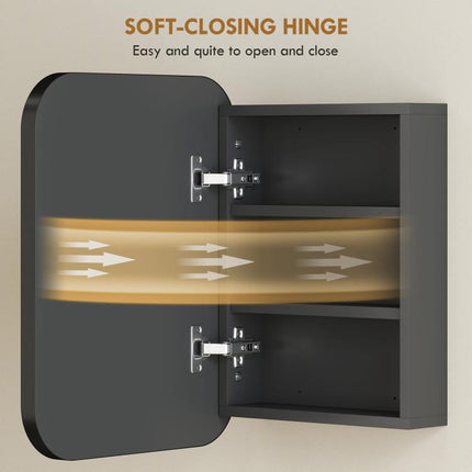 Bathroom Medicine Cabinet with Mirror, Bathroom Wall Cabinet with Adjustable Shelves, Soft Close Hinges, Black