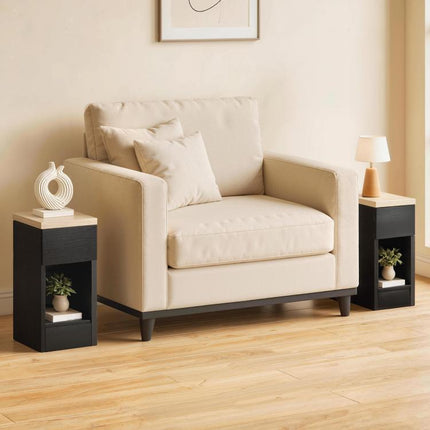 Set of Two Modern Storage Bedside Tables - Black