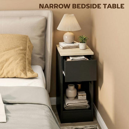 Set of Two Modern Storage Bedside Tables - Black