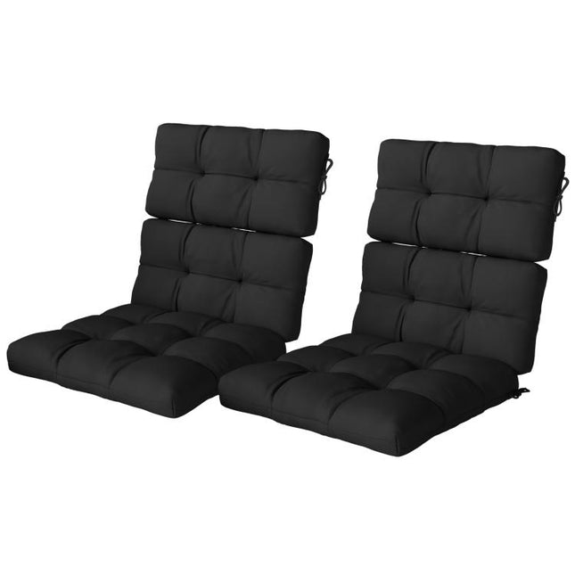 2-Piece Seat Cushion Replacement with Backrest, Garden Patio Chair Cushions Set with Ties, Black