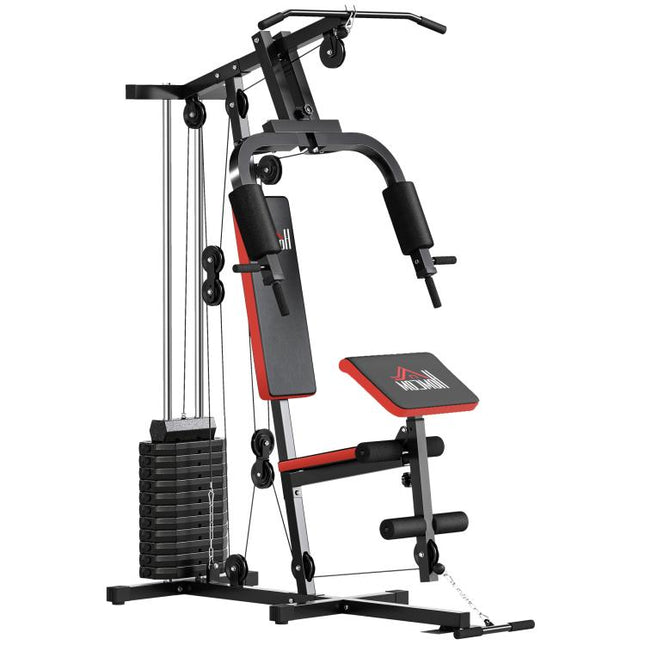 Multigym Station, with 66KG Weight Stack, for Strength Training, Black