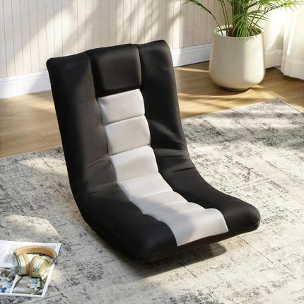 Floor Chair, Folding Floor Sofa with Adjustable Backrest, Wide Seat, Swivel Base, Black