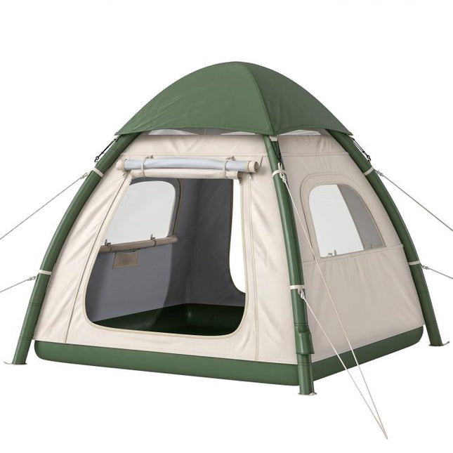 Inflatable Camping Tent with Rainfly, 2-3 Man Air Tent 3000mm Waterproof Blow Up Tents, Beige
