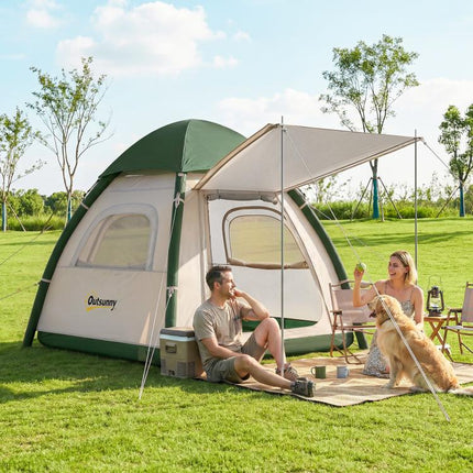 Inflatable Camping Tent with Rainfly, 2-3 Man Air Tent 3000mm Waterproof Blow Up Tents, Beige