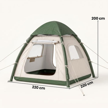 Inflatable Camping Tent with Rainfly, 2-3 Man Air Tent 3000mm Waterproof Blow Up Tents, Beige