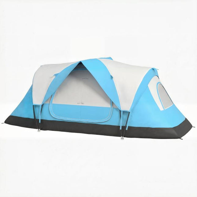 Camping Tent for 6 Man with 2000mm Water Resistant Rainfly and Carry Bag for Fishing Hiking Festival, Sky Blue