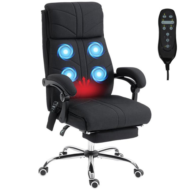 High Back Vibration Massage Office Chair with Footrest, Heated, Black