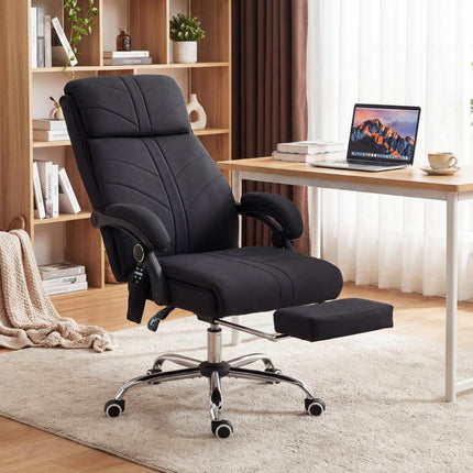 High Back Vibration Massage Office Chair with Footrest, Heated, Black