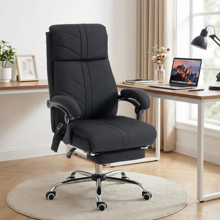 High Back Vibration Massage Office Chair with Footrest, Heated, Black