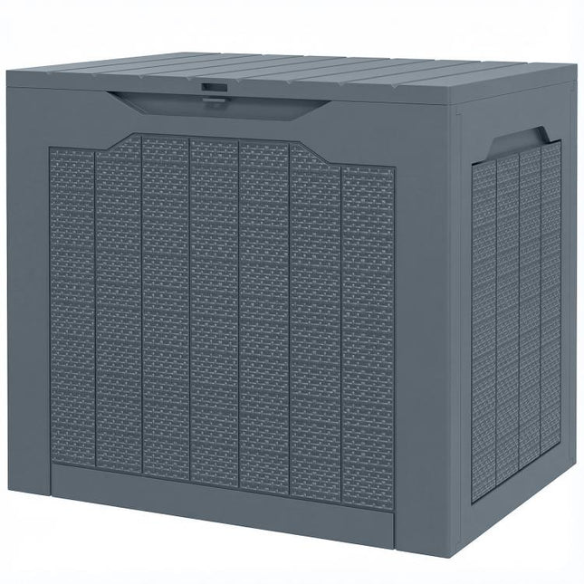 97L Plastic Garden Storage Box, Outdoor Storage Box with Handles, Waterproof Outdoor Storage Container, Light Grey