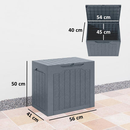 97L Plastic Garden Storage Box, Outdoor Storage Box with Handles, Waterproof Outdoor Storage Container, Light Grey