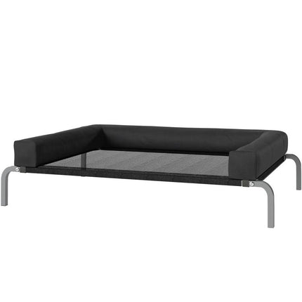Elevated Dog Bed with Removable Bolsters, Raised Dog Bed for Medium Breeds, Portable Indoor & Outdoor Pet Cots, Black