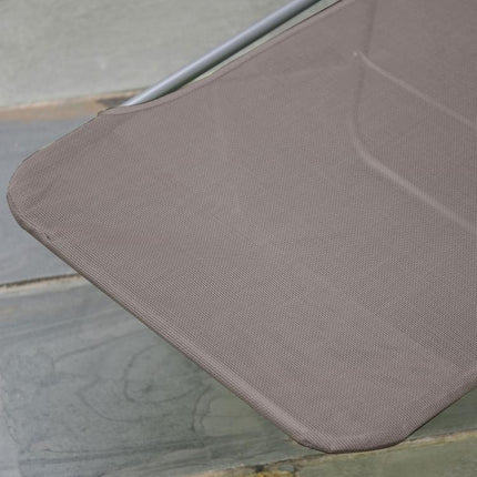 Folding Sun Lounger, Texteline Reclining Sun Bed with 5 Position Adjustable Backrest, Headrest, Coffee