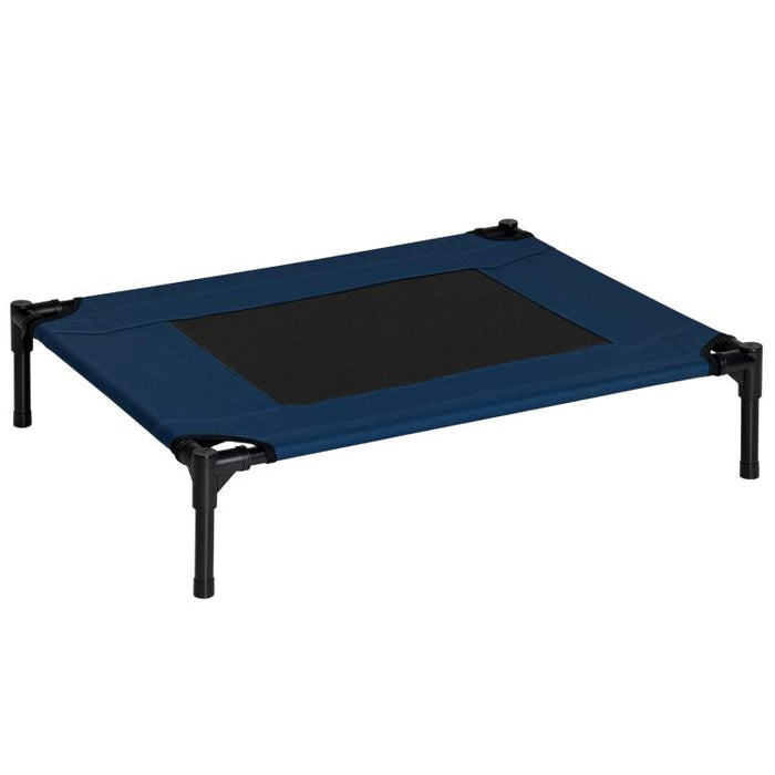Raised Dog Bed Cat Elevated Lifted Puppy Pet Elevated Cot Portable Camping Basket – Blue (Medium)