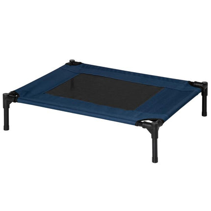 Raised Dog Bed Cat Elevated Lifted Puppy Pet Elevated Cot Portable Camping Basket – Blue (Medium)