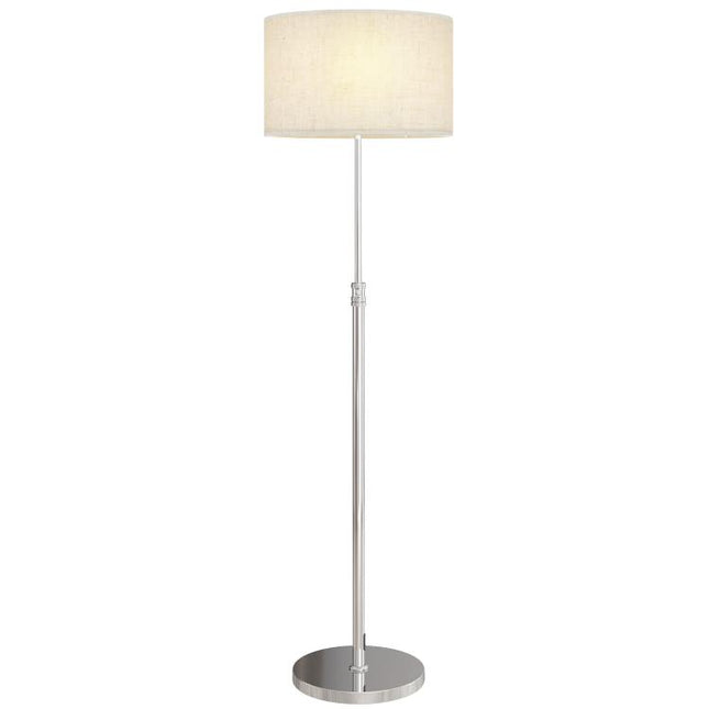 Floor Lamp with Remote, Height Adjustable Standing Lamp with Linen Shade, Dimmable with 3000K-6000K Adjustable Colour Temperatures, Foot Switch for Living Room Bedroom Office, Silver Tone