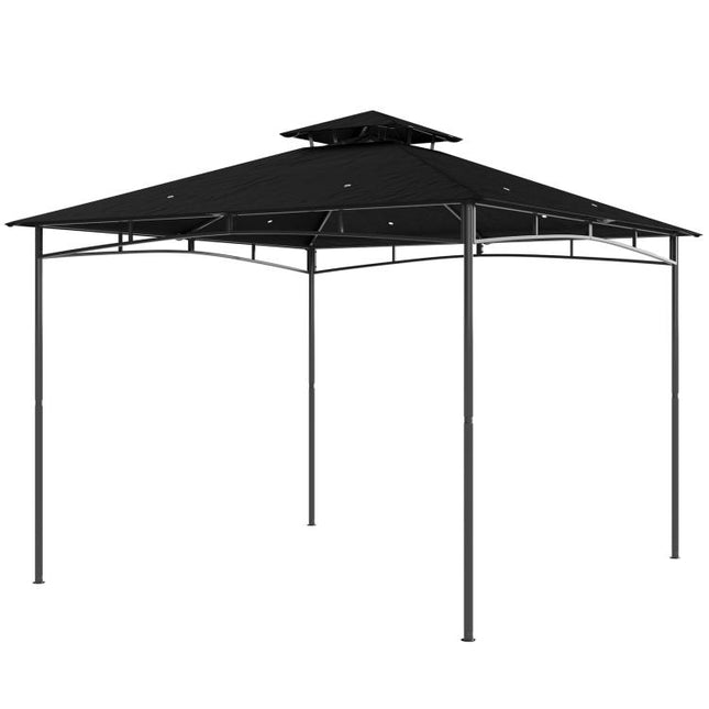 3 x 3 m Gazebo, Garden Gazebo with 2-Tier Roof, Metal Frame, Black