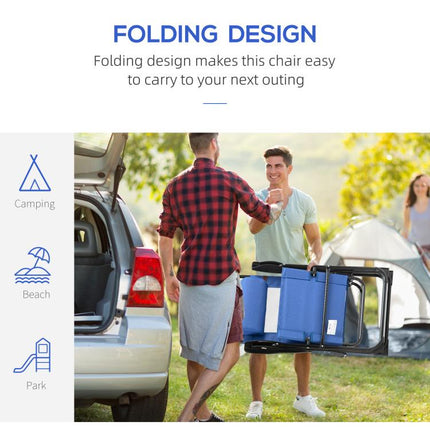 Folding Garden Chairs Set of 2, 5-Position Recliner Camping Chair with High Back, All Weather Texteline Seat, Portable Outdoor Dining Chairs with Headrests for Patio, Picnic, Blue