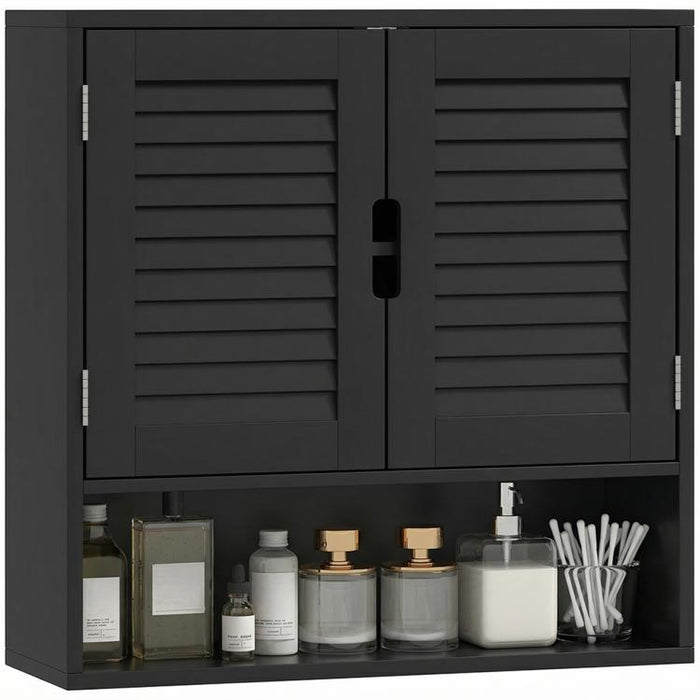 Bathroom Cabinet, Wall Mounted Storage Cabinet with Adjustable Shelves, 60 x 20 x 60 cm, Black