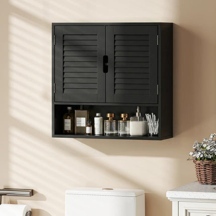 Bathroom Cabinet, Wall Mounted Storage Cabinet with Adjustable Shelves, 60 x 20 x 60 cm, Black